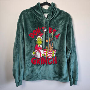 The Grinch Fleece Hoodie Oversized Green Sz XS